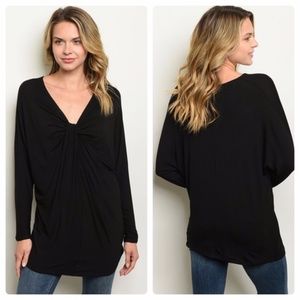 Flattering V-Neck Black Top